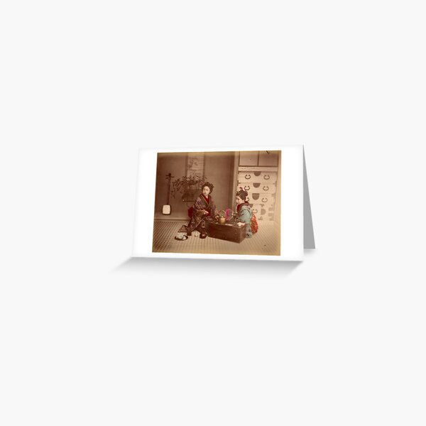Japanese girls, meiji period, Japan Greeting Card