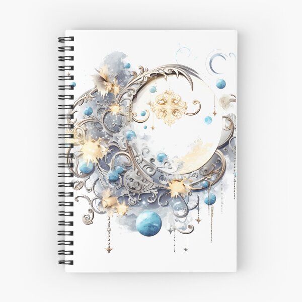 Item preview, Enchanting Floral Golden Blue Moon Motif Illustration, Celestial Magic designed and sold by ShreyaaArts.