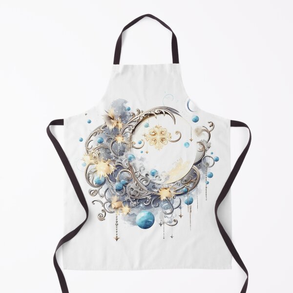 Item preview, Enchanting Floral Golden Blue Moon Motif Illustration, Celestial Magic designed and sold by ShreyaaArts.