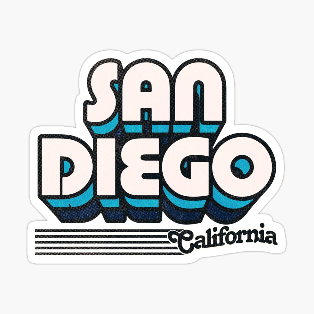 San Diego, California | Retro Stripes Sticker