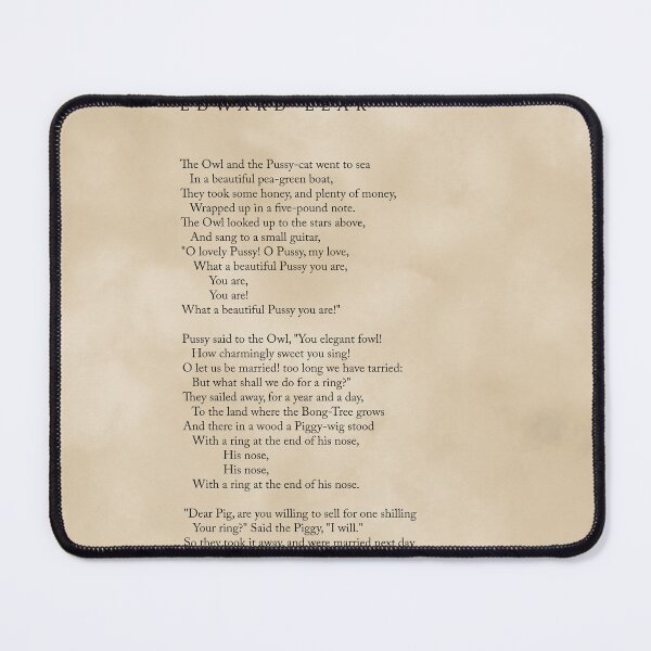 Item preview, The Owl And The Pussy-Cat - Edward Lear Poem - Literature - Typography Print 3 - Vintage designed and sold by Studio Grafiikka.