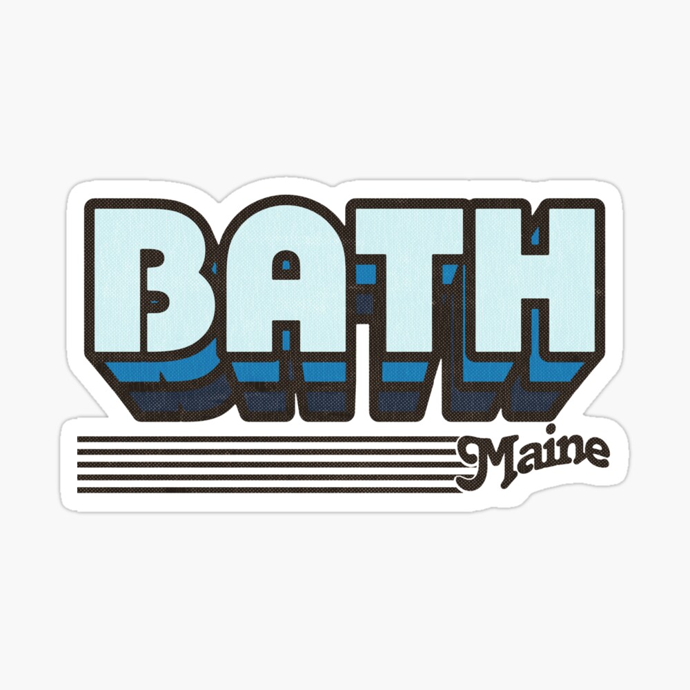 Bath, Maine | Retro Stripes Sticker
