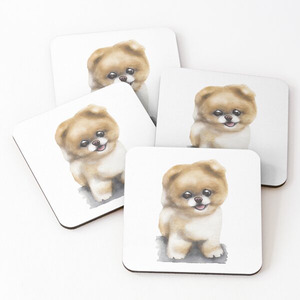 Item preview, Fuzzy Pomeranian puppy watercolour painting designed and sold by Funsize-Art.