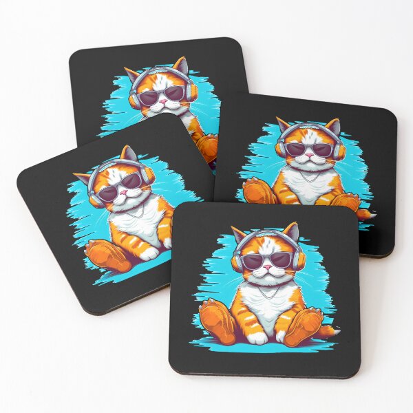 Item preview, Groovy Vibes: Red Cat Chillaxing with Headphones  designed and sold by BNCH44.