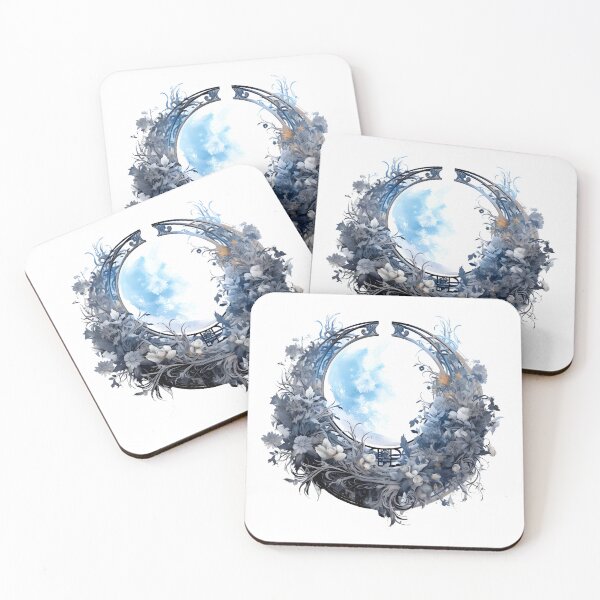 Item preview, Enchanting Floral Blue Moon Motif Illustration, Celestial Magic designed and sold by ShreyaaArts.