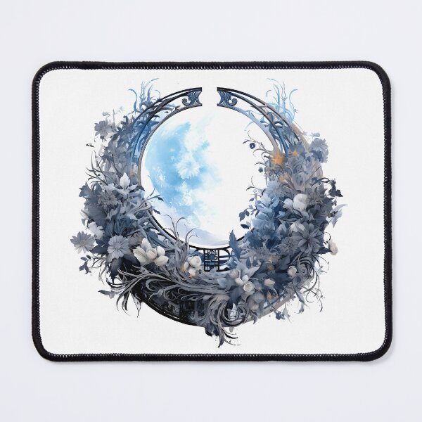 Item preview, Enchanting Floral Blue Moon Motif Illustration, Celestial Magic designed and sold by ShreyaaArts.