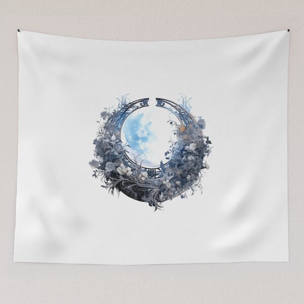 Item preview, Enchanting Floral Blue Moon Motif Illustration, Celestial Magic designed and sold by ShreyaaArts.