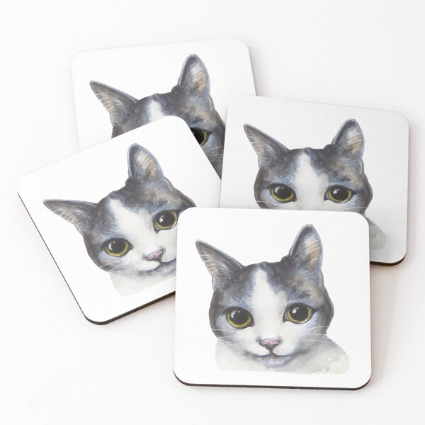 Item preview, Sweet cat face watercolour painting designed and sold by Funsize-Art.