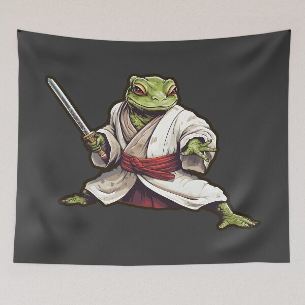 Item preview, samurai frog, japanese frog art designed and sold by ArtHideaway.