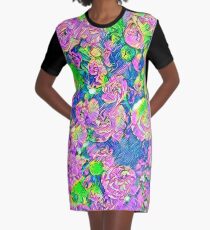 Abstract Flowers Graphic T-Shirt Dress