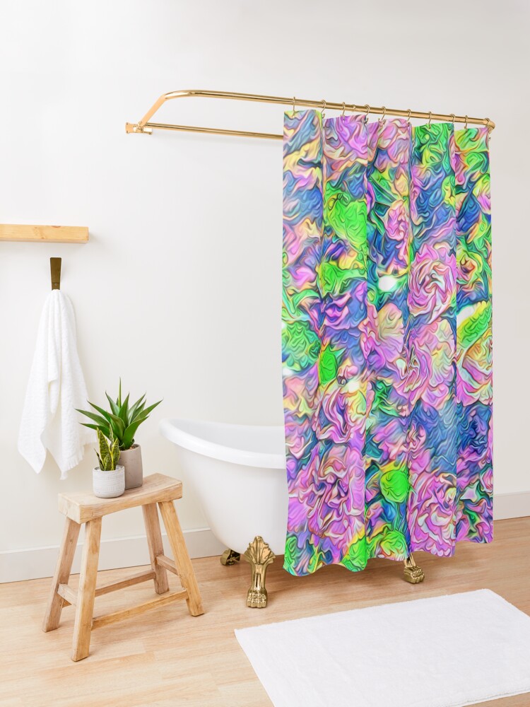Alternate view of Abstract Flowers Shower Curtain