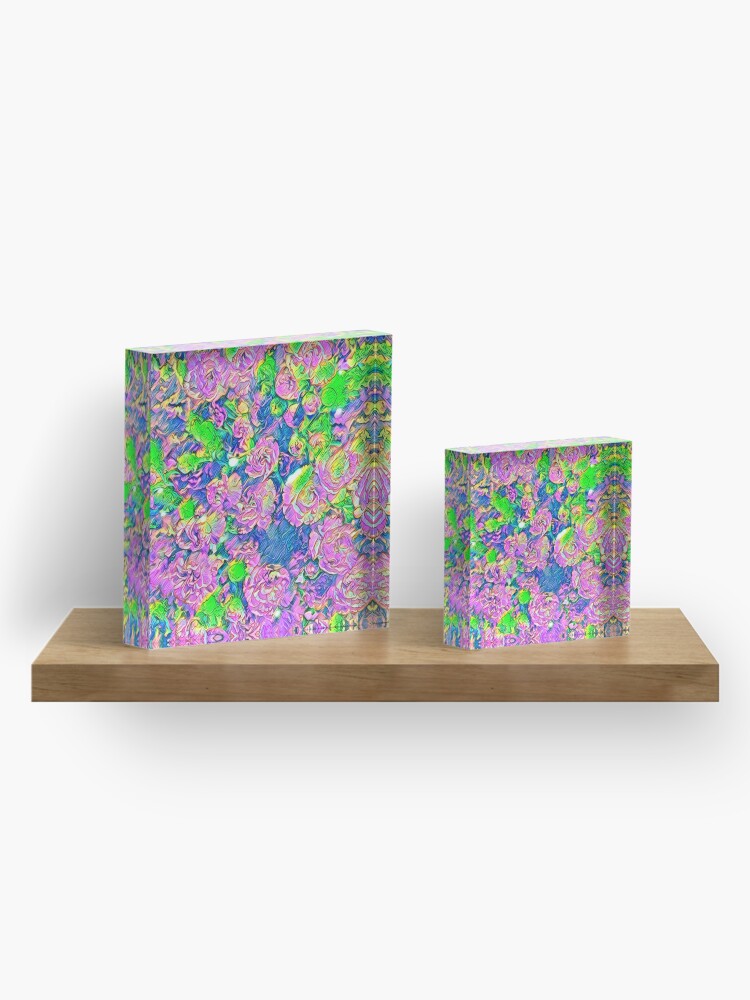 Alternate view of Abstract Flowers Acrylic Block