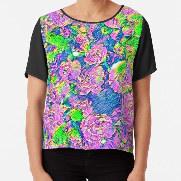 Abstract Flowers Chiffon Top