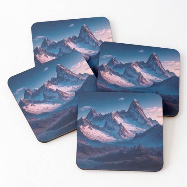 Item preview, A Large Mountain or Range of Mountains in the Background, with Jagged Peaks and Snow-Capped Summits, Ai Generated Art designed and sold by AiGens.