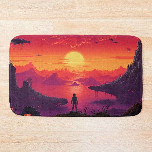Item preview, Scifi gamer inspired retro 16bit pixel art sunset scene designed and sold by PixelPatternsUK.