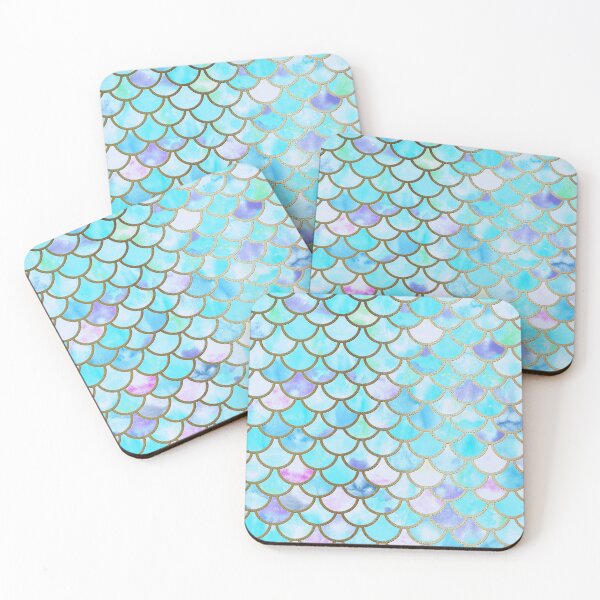 Item preview, Teal and Blue Watercolor Faux Glitter Mermaid Scales designed and sold by UtArt.