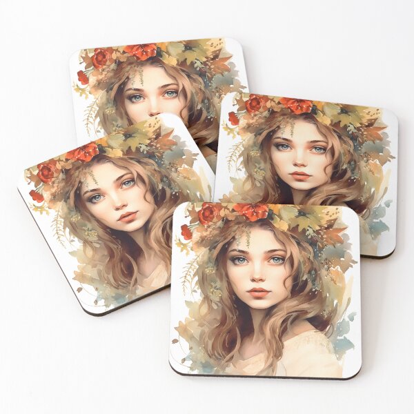 Item preview, Boho Blossom: Floral Watercolor Girl Illustration designed and sold by ShreyaaArts.