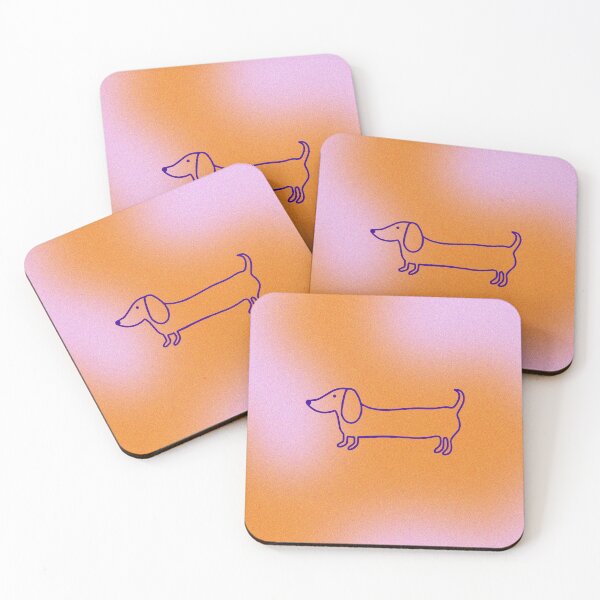 Item preview, Dachshund in gradient pink orange background designed and sold by bigmoments.