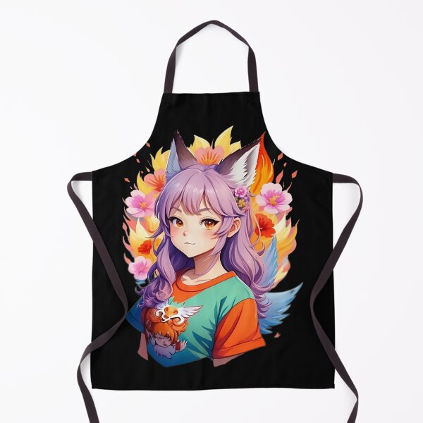 Item preview, Illustration of a Nekomimi with a floral and fire background designed and sold by Redwal15.