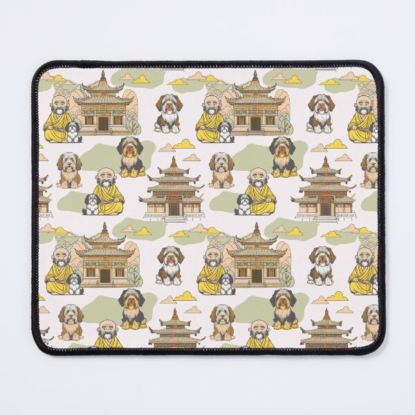 Item preview, Tibetan monk and tibetan terrier friends designed and sold by Alessandro Remo Mazzoni Remotextiles.