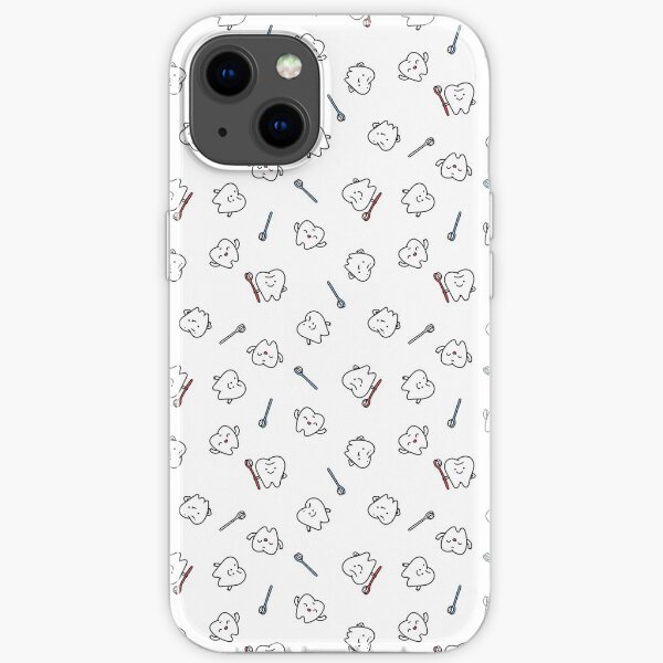 Funny teeth. Cute tooth art. Dentist pattern design. iPhone Soft Case