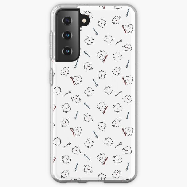 Funny teeth. Cute tooth art. Dentist pattern design. Samsung Galaxy Soft Case