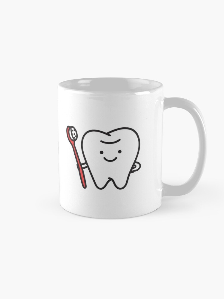 "Funny teeth. Cute tooth art. Dentist pattern design." Coffee Mug for