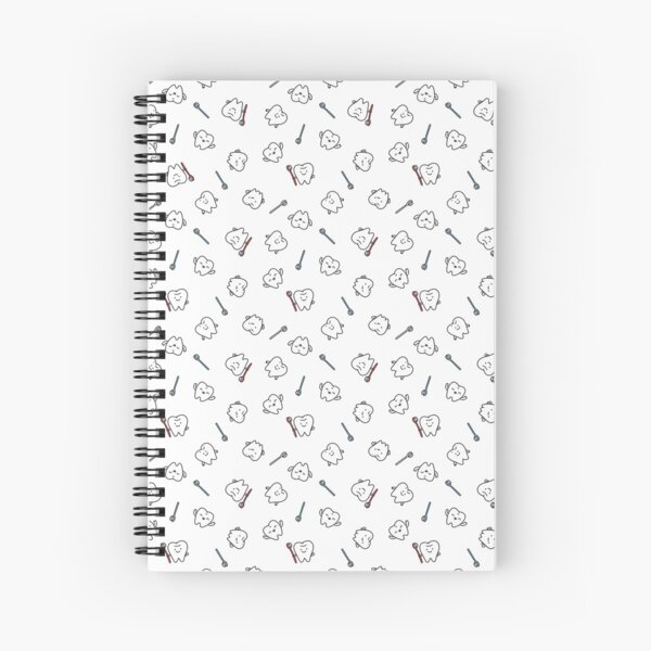 Funny teeth. Cute tooth art. Dentist pattern design. Spiral Notebook