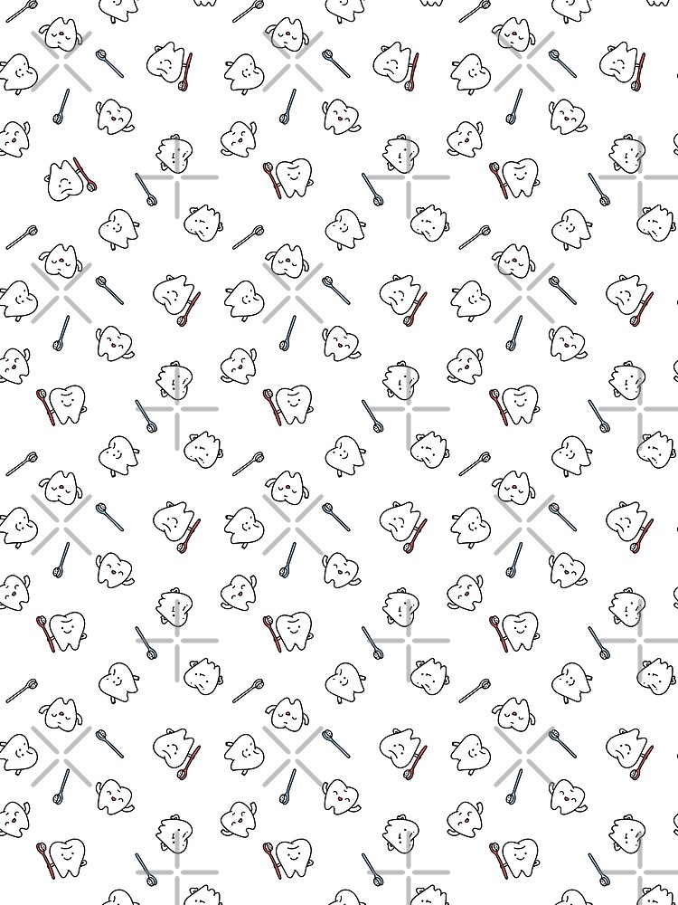 Funny teeth. Cute tooth art. Dentist pattern design. by kostolom3000