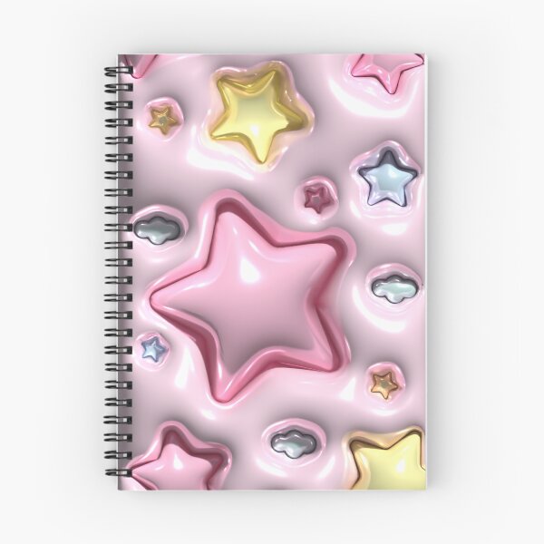Item preview, set of 3d stars and clouds, 3d pink, yellow and blue stars on pink backdrop holiday season background festive, 3d wallpaper designed and sold by SabinArt.