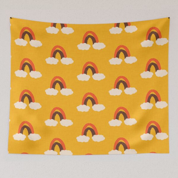 Item preview, Groovy 70s Cute Rainbow with clouds Yellow designed and sold by susycosta.
