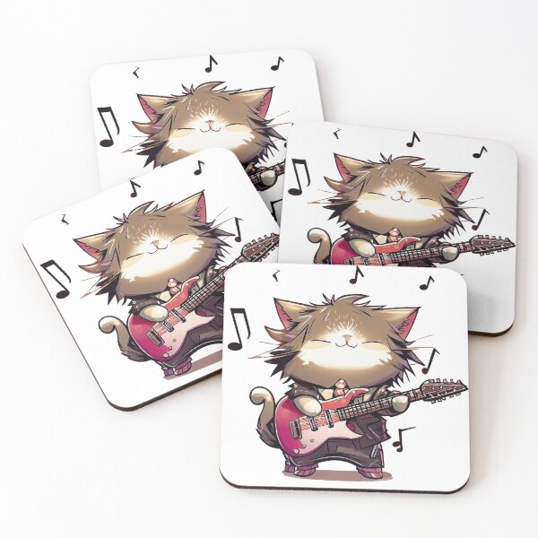Item preview, Rockstar cat playing the guitar designed and sold by Alemis.