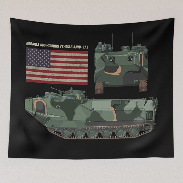 Item preview, AAVP-7A1 Assault Amphibious Vehicle LVTP-7 Vintage USA American Flag designed and sold by MilitaryMart.