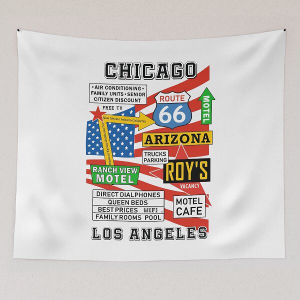 Item preview, USA Motel Route 66 Vintage Travel Chicago Los Angeles designed and sold by PB Mary.
