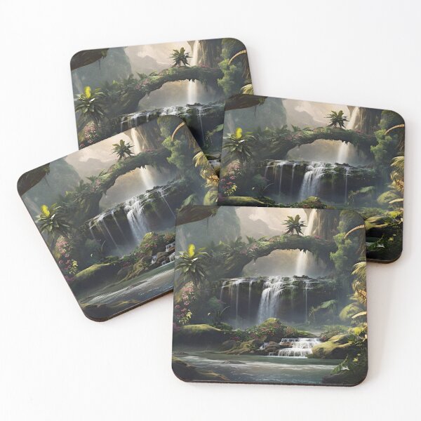 Item preview, Waterfall landscape drawing (pixelated style) designed and sold by Radibor78.