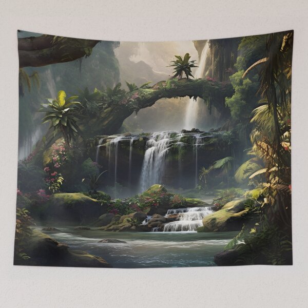 Item preview, Waterfall landscape drawing (pixelated style) designed and sold by Radibor78.