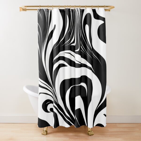 1pc Modern Art Line Shower Curtain, Black And White Abstract Art Waterproof  Shower Curtain For Guest Bedroom Bathroom Farmhouse Apartment Hotel, RV Gi