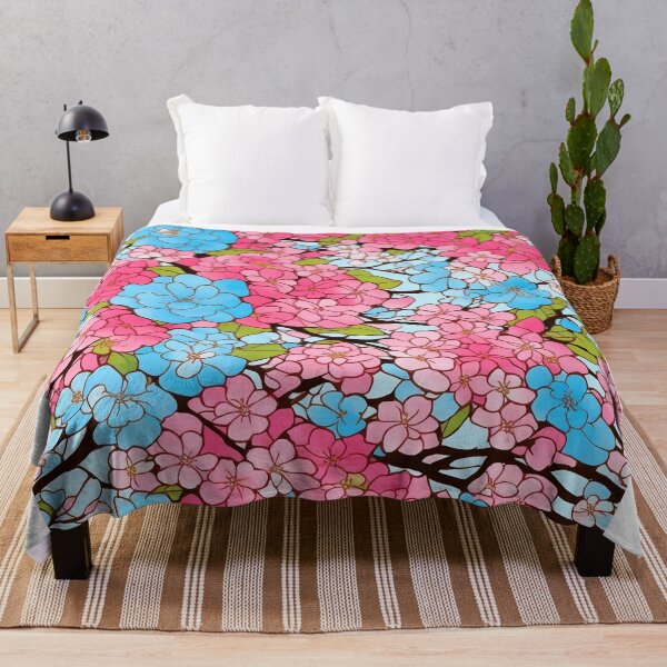 Item preview, colorful floral trees abstract soft paint Japanese style unique designed and sold by mowafak younis.