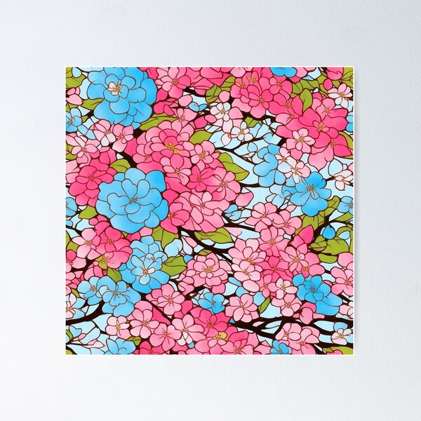 Artikelvorschau, bunte Blumenbäume abstrakte weiche Farbe japanischer Stil einzigartig entworfen und verkauft von mowafak younis.