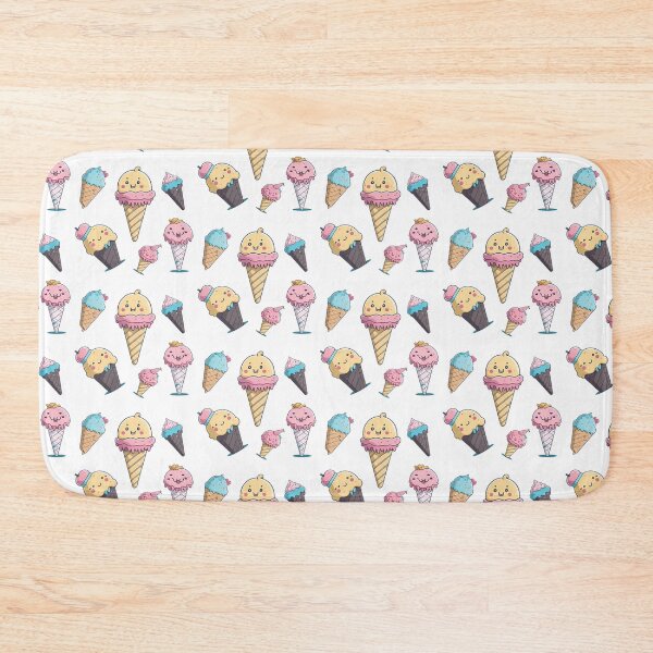 Item preview, Pattern of six ice creams in Kawaii style designed and sold by DreamscapePixel.
