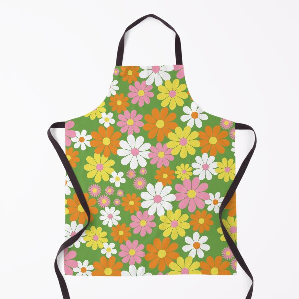 Artikelvorschau, Flower Power Retro-Blumenmuster – 60er Jahre Grün Orange Gelb entworfen und verkauft von Colorblizz.