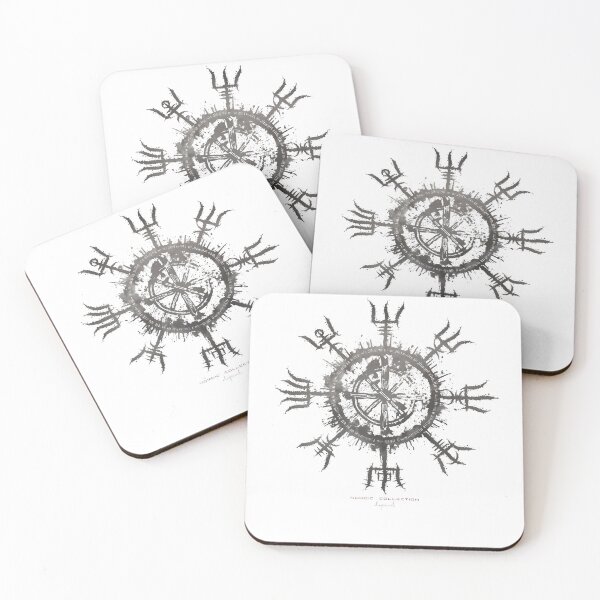 Item preview, Vegvisir - Viking compass in ink (Norse mythology) designed and sold by utopio-art.