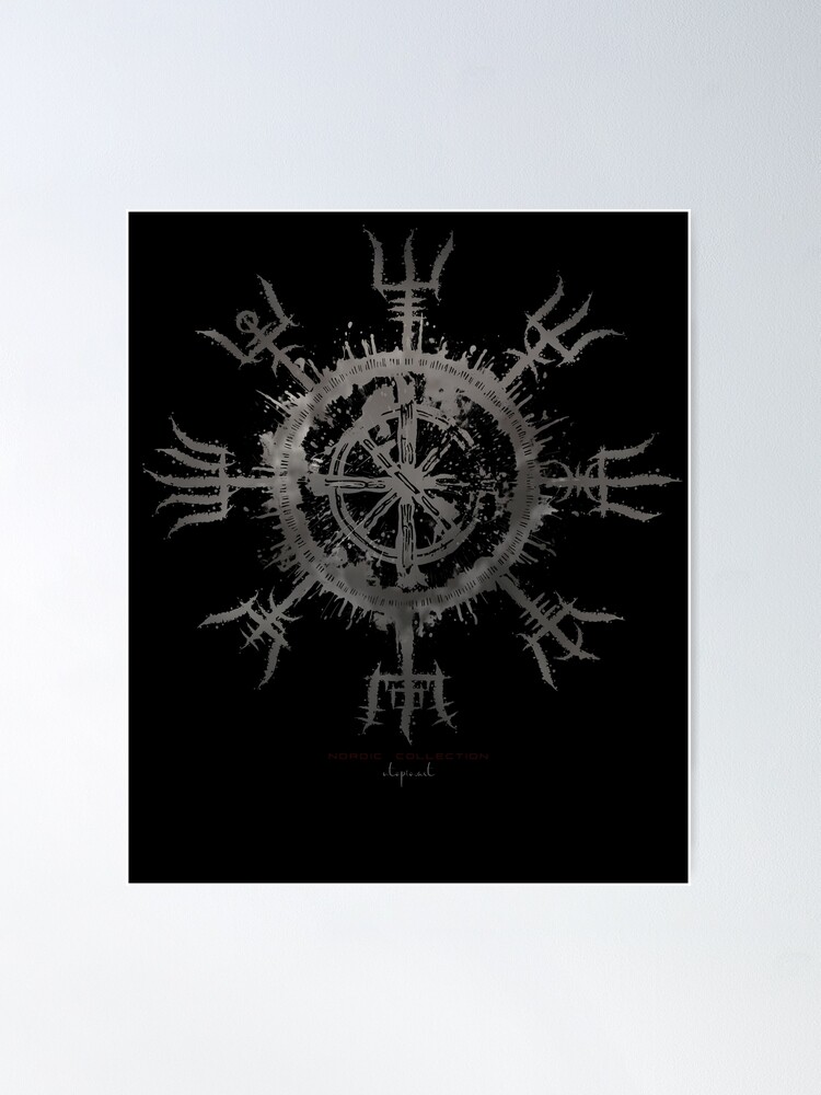 Viking Shieldmaiden Vegvisir Canvas Wall Art – Blue Pagan