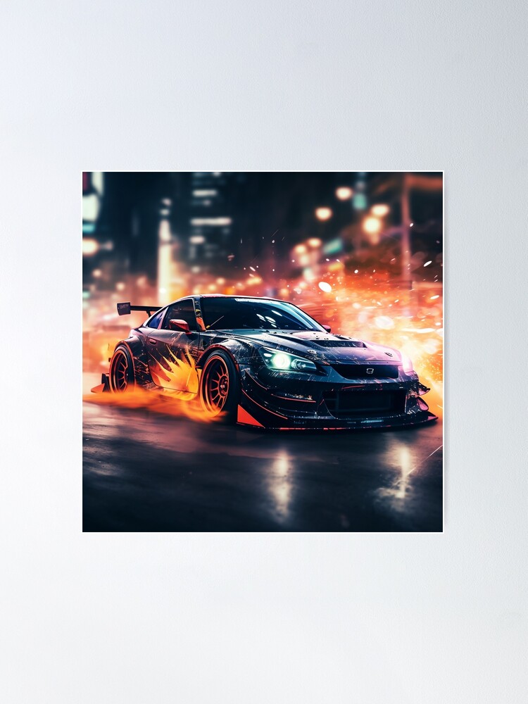 Drift Car Tyre Smoke Boys Wallpaper Mural