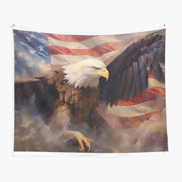 Bald Eagle Over USA Flag American Patriot Pride Freedom Iron On