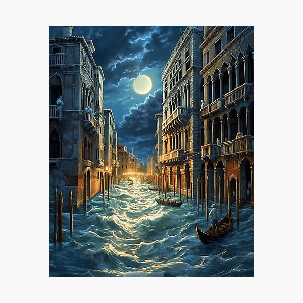 Vista previa del artículo con la obra «Venecia de noche», diseñado y vendido por RedCosmos-.