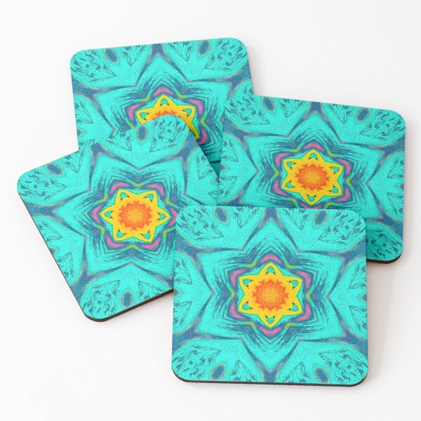 Item preview, Psychedelic art - STAR FLOWER, BLUE AND YELLOW STAR FLOWER designed and sold by larissa-myrie.