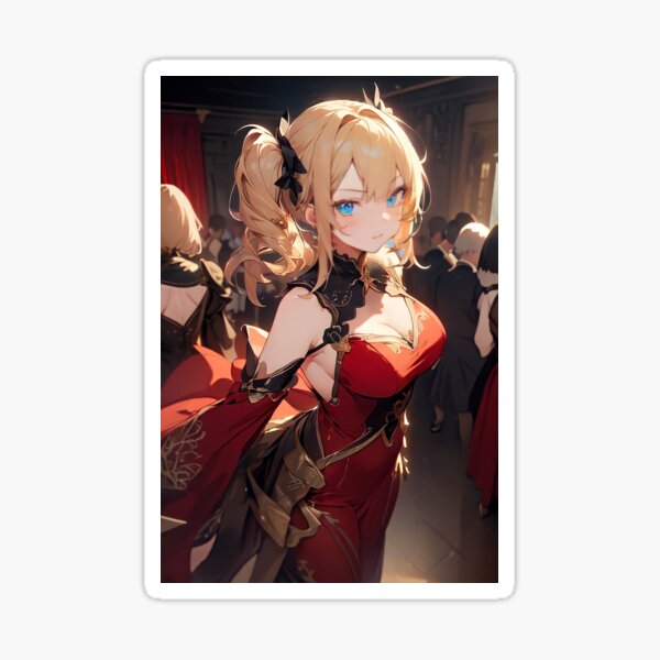 Item preview, AI Art - Blonde Red Dress Cute Girll designed and sold by AI-Arts-Blondes.
