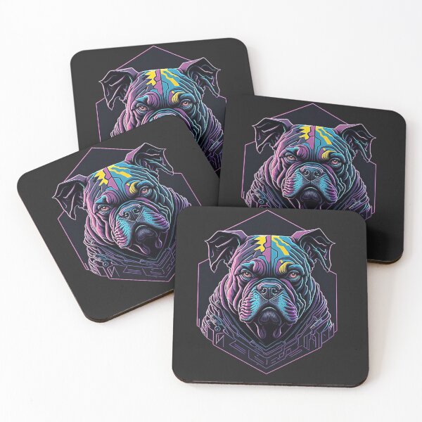 Item preview, Vintage Bulldog: focused portrait in cyberpunk style designed and sold by Minpadesign.