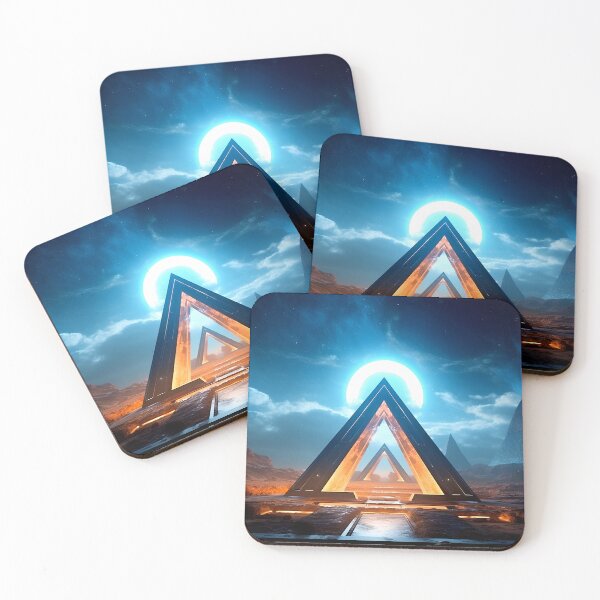 Item preview, Bioluminicent neom glowing stargate in front of a pyramid, cinematic designed and sold by Gabi.Media.